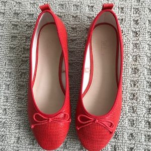 Zara red croc ballet flats